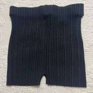 Zara Black Ribbed Women Casual Shorts Pull On Stretch Size M #483